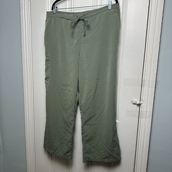 Dickies Cargo Pants Womens XL Petite Olive Green Drawstring High Rise Wide Leg - Picture 1 of 9